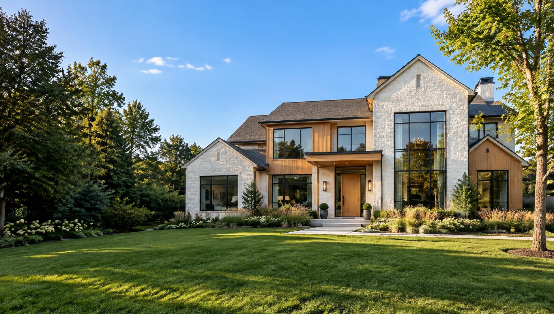 Sunlit family home with a landscaped garden